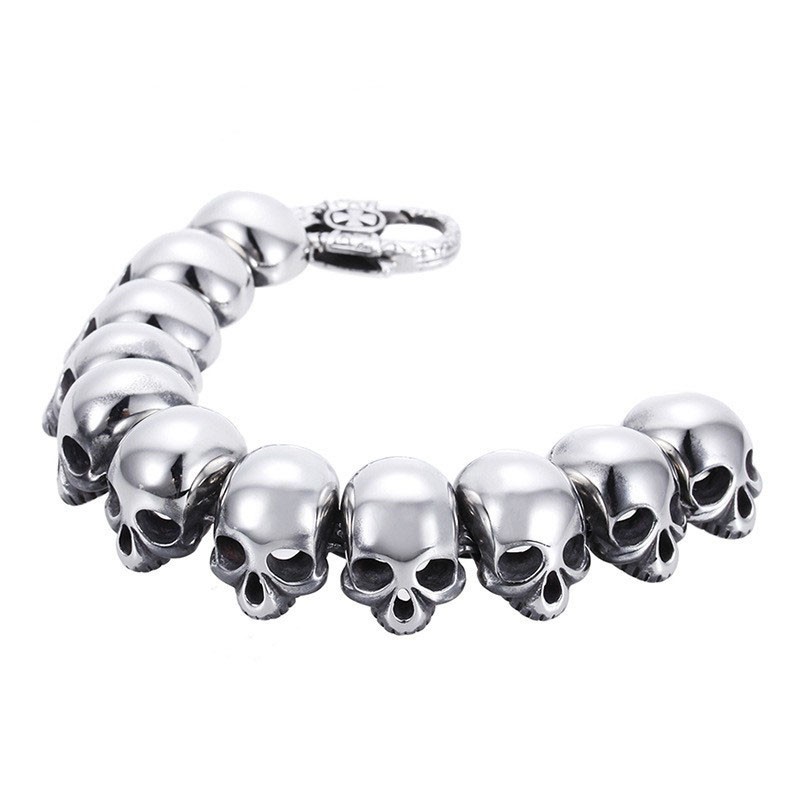 Modisches, Cooles, Poliertes Totenkopf-Armband Aus Titan Für Herren Modisches, Cooles, Poliertes Totenkopf-Armband Aus Titan Für Herren