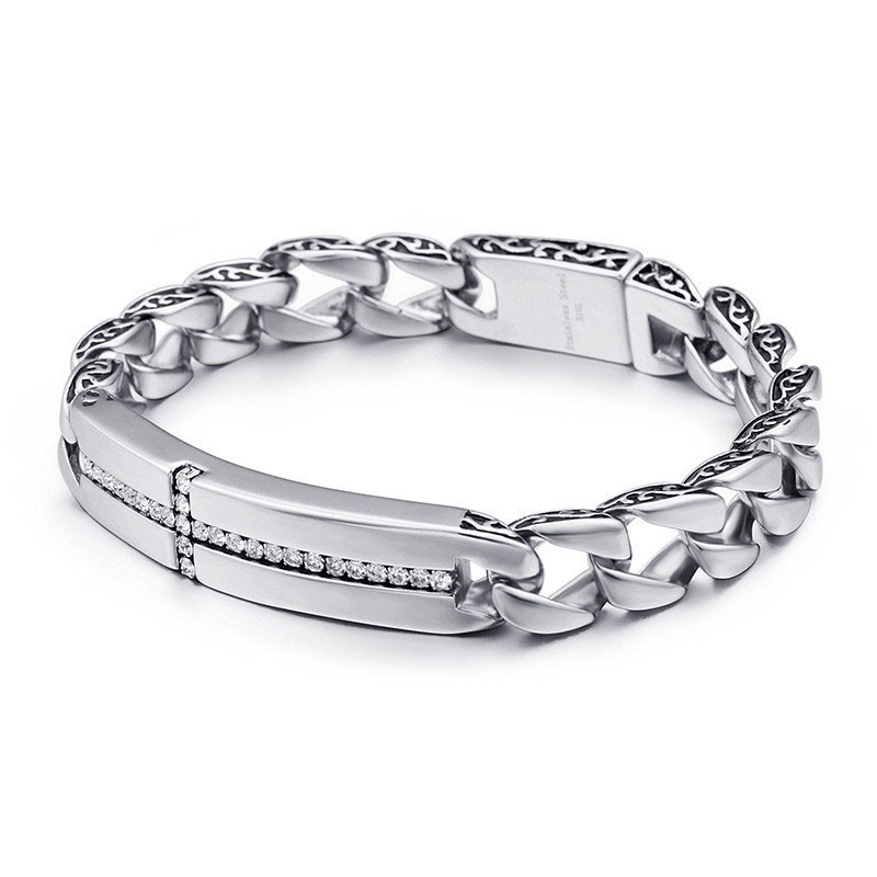 Titan-Kreuz Mit Diamanten Armband Für Männer Titan Vintage Schmuck Titan-Kreuz Mit Diamanten Armband Für Männer Titan Vintage Schmuck