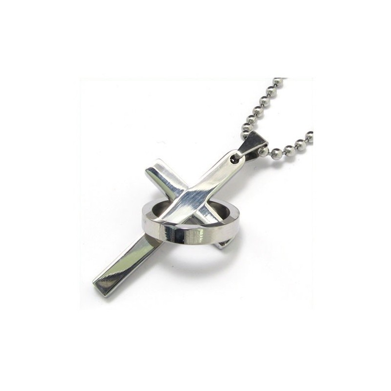 Herren-Halskette Mit Kreuzanhänger Aus Reinem Titan (Neu) Herren-Halskette Mit Kreuzanhänger Aus Reinem Titan (Neu)