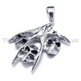 Anhänger Aus Reinem Titan Mit Totenkopf-Design, Inklusive Kette