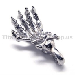 Anhänger Aus Reinem Titan Mit Handknochen-Design – Inklusive Kette