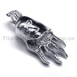 Anhänger Aus Reinem Titan Mit Totenkopf-Design, Inklusive Kette
