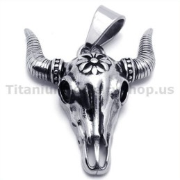 Vintage Indianer Titan Büffelschädel Anhänger - Kostenlose Kette