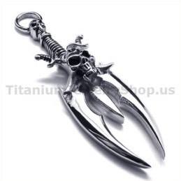 Titan-Anhänger Mit Schwert-Totenkopf-Design – Inklusive Kette