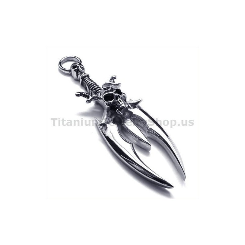 Titan-Anhänger Mit Schwert-Totenkopf-Design – Inklusive Kette Titan-Anhänger Mit Schwert-Totenkopf-Design – Inklusive Kette
