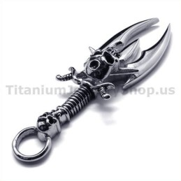 Titan-Anhänger Mit Schwert-Totenkopf-Design – Inklusive Kette