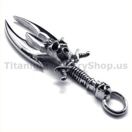Titan-Anhänger Mit Schwert-Totenkopf-Design – Inklusive Kette
