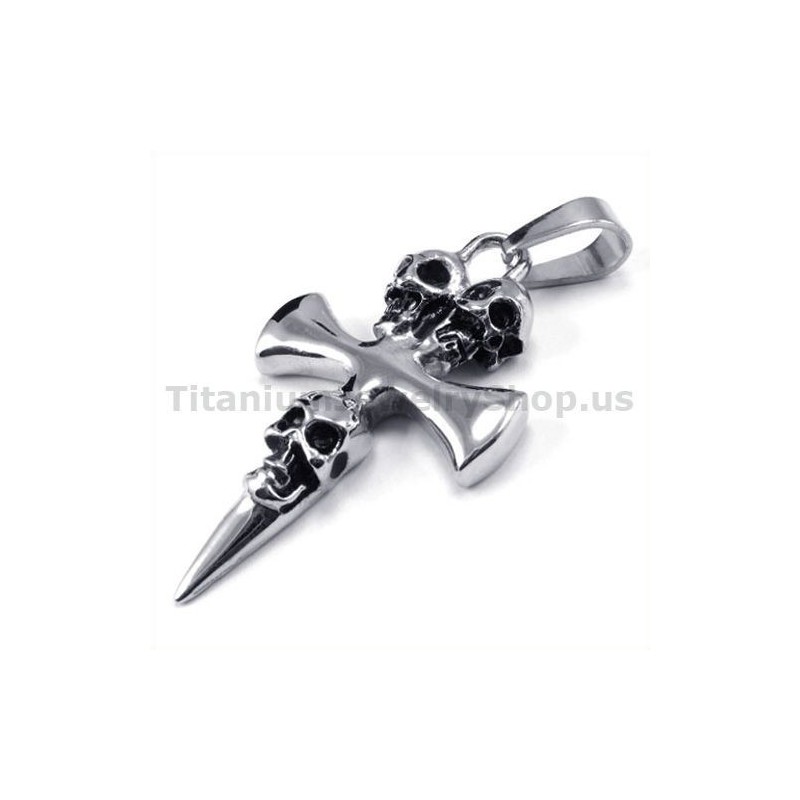 Kreuzanhänger Im Totenkopf-Design Aus Reinem Titan – Inklusive Kette Kreuzanhänger Im Totenkopf-Design Aus Reinem Titan – Inklusive Kette