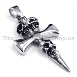 Kreuzanhänger Im Totenkopf-Design Aus Reinem Titan – Inklusive Kette