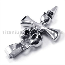 Kreuzanhänger Im Totenkopf-Design Aus Reinem Titan – Inklusive Kette