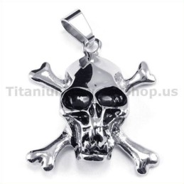 Titan-Anhänger Mit Gekreuzten Knochen Und Totenkopf – Inklusive Kette
