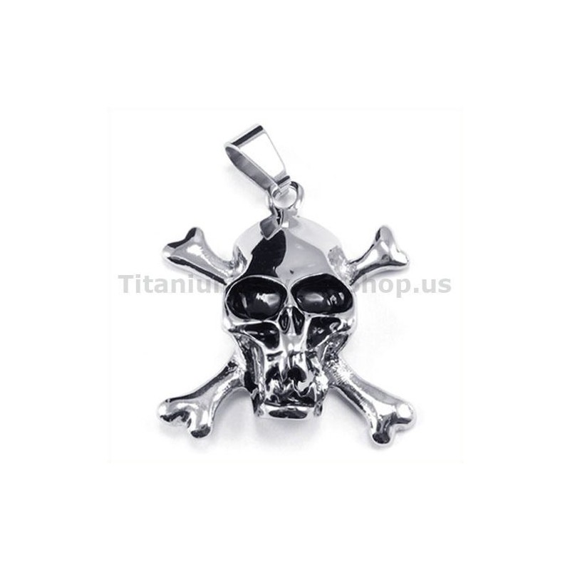 Titan-Anhänger Mit Gekreuzten Knochen Und Totenkopf – Inklusive Kette Titan-Anhänger Mit Gekreuzten Knochen Und Totenkopf – Inklusive Kette