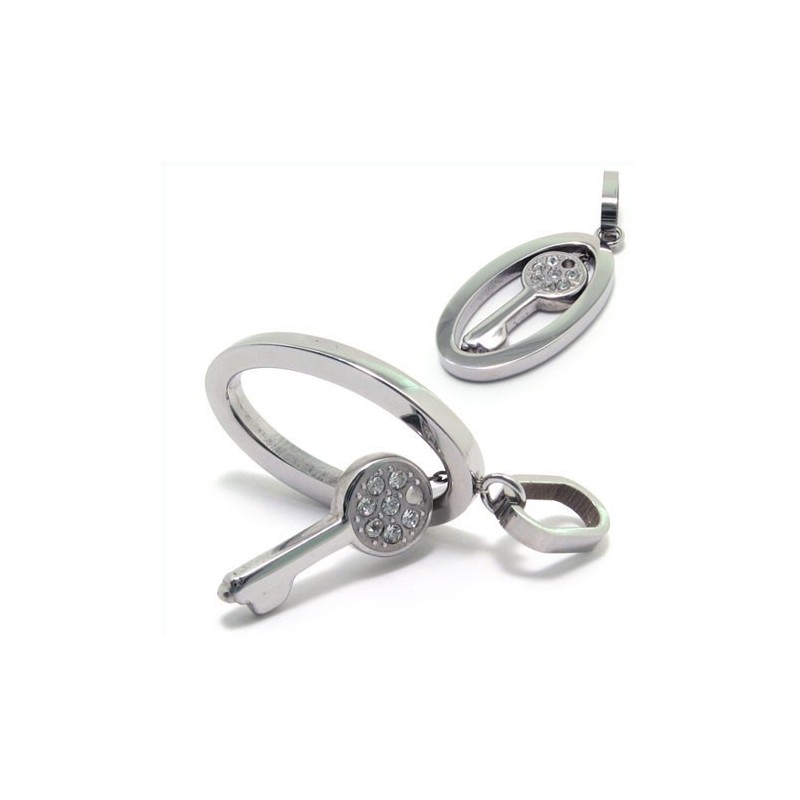 Mode Silber Farbe Titan Schlüssel Diamant Halskette Anhänger Mode Silber Farbe Titan Schlüssel Diamant Halskette Anhänger
