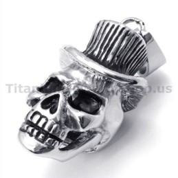 Anhänger Aus Titan Mit Totenkopf-Design Und Hut – Inklusive Kette