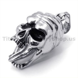 Anhänger Im Totenkopf-Design Aus Titan Mit Beweglicher Zunge – Inklusive Kette