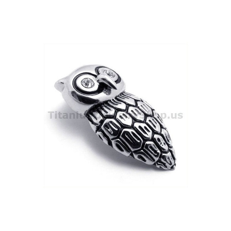 Titan-Eulenanhänger Mit Diamant – Kostenlose Kette Titan-Eulenanhänger Mit Diamant – Kostenlose Kette