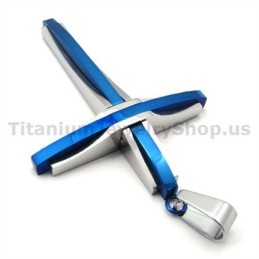 Blauer Kreuzanhänger Aus Titan – Inklusive Kette