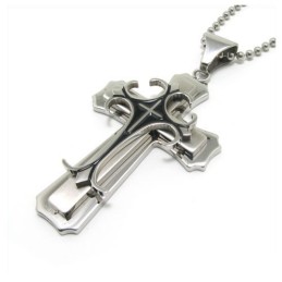Mann 2-Lagiger Kreuzanhänger Aus Reinem Titan, Kostenlose Kette