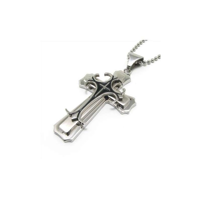 Mann 2-Lagiger Kreuzanhänger Aus Reinem Titan, Kostenlose Kette Mann 2-Lagiger Kreuzanhänger Aus Reinem Titan, Kostenlose Kette