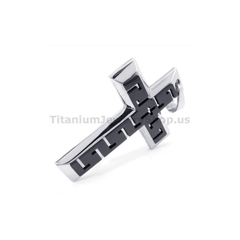 Schwarzer Titan-Kreuzanhänger – Kostenlose Kette Schwarzer Titan-Kreuzanhänger – Kostenlose Kette