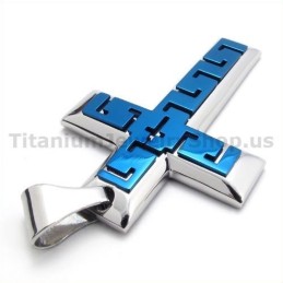 Blauer Titan-Kreuzanhänger – Kostenlose Kette
