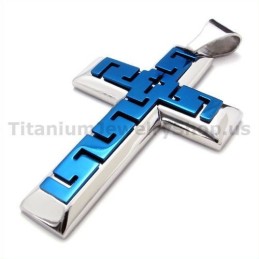 Blauer Titan-Kreuzanhänger – Kostenlose Kette