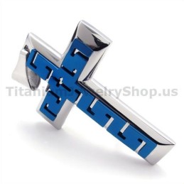Blauer Titan-Kreuzanhänger – Kostenlose Kette