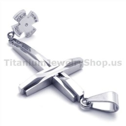Silberner Kreuzanhänger Aus Titan Mit Diamanten – Kostenlose Kette
