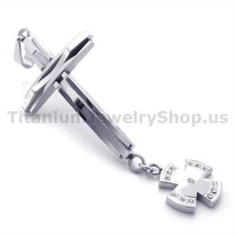 Silberner Kreuzanhänger Aus Titan Mit Diamanten – Kostenlose Kette