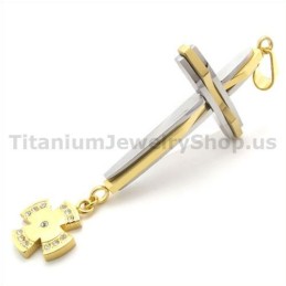 Goldener Titan-Kreuzanhänger Mit Diamanten – Kostenlose Kette