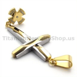 Goldener Titan-Kreuzanhänger Mit Diamanten – Kostenlose Kette