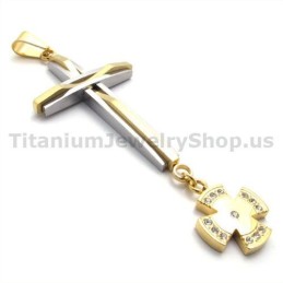 Goldener Titan-Kreuzanhänger Mit Diamanten – Kostenlose Kette