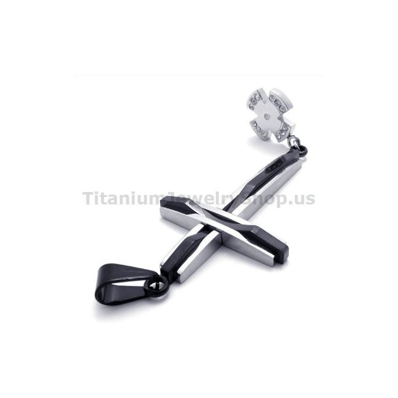Schwarzer Kreuzanhänger Aus Titan Mit Diamanten – Kostenlose Kette Schwarzer Kreuzanhänger Aus Titan Mit Diamanten – Kostenlose Kette