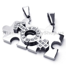 Puzzle-Anhänger Aus Titan Für Liebhaber Mit Diamantfreien Ketten