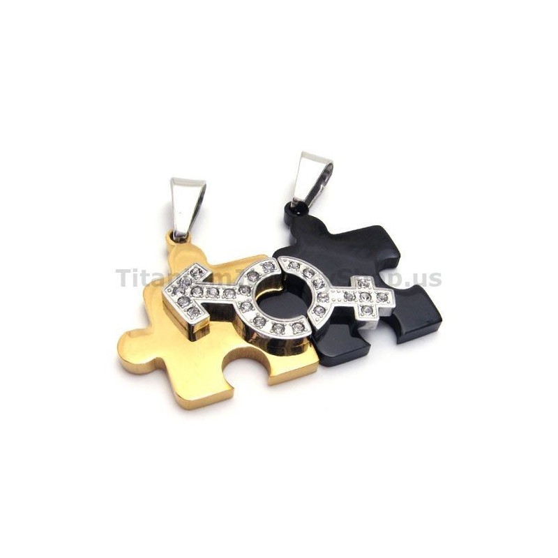Puzzle-Anhänger Aus Titan Für Liebhaber Mit Diamantfreien Ketten Puzzle-Anhänger Aus Titan Für Liebhaber Mit Diamantfreien Ketten