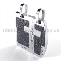 Love Anhänger Aus Schwarzem Titan Für Liebhaber Mit Diamantfreien Ketten