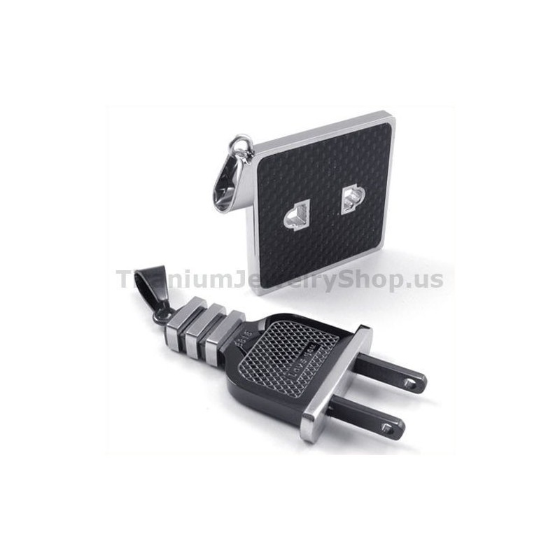 Fassung Und Stecker Aus Schwarzem Titan Für Liebhaber, Anhänger Ohne Ketten Fassung Und Stecker Aus Schwarzem Titan Für Liebhaber, Anhänger Ohne Ketten