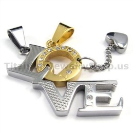 Love Titanium Lovers Goldene Anhänger Mit Diamantfreien Ketten