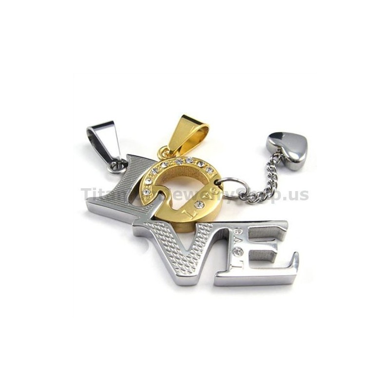 Love Titanium Lovers Goldene Anhänger Mit Diamantfreien Ketten Love Titanium Lovers Goldene Anhänger Mit Diamantfreien Ketten