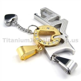 Love Titanium Lovers Goldene Anhänger Mit Diamantfreien Ketten
