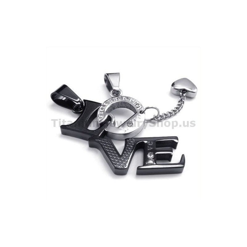 Love Anhänger Aus Schwarzem Titan Für Liebhaber Mit Diamantfreien Ketten Love Anhänger Aus Schwarzem Titan Für Liebhaber Mit Diamantfreien Ketten