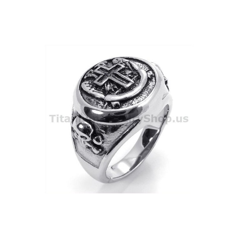 Kreuz Titan Totenkopf Ring