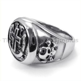 Kreuz Titan Totenkopf Ring