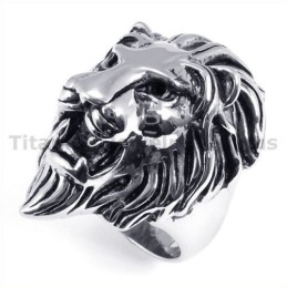 Titanring Mit Löwenkopf