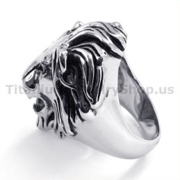 Titanring Mit Löwenkopf