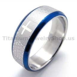 Kreuz-Titanring (Blau)