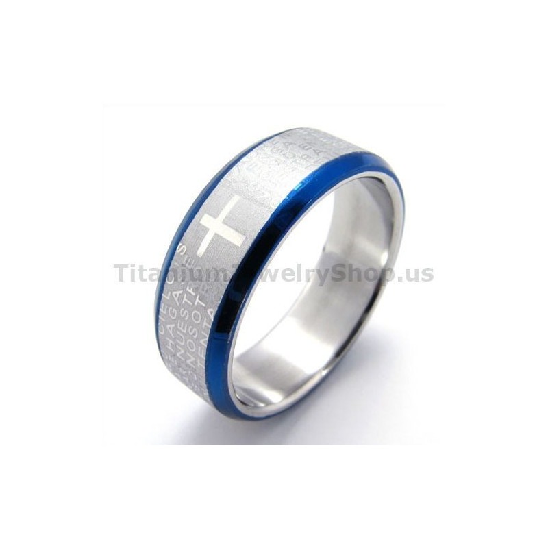 Kreuz-Titanring (Blau)