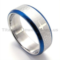 Kreuz-Titanring (Blau)
