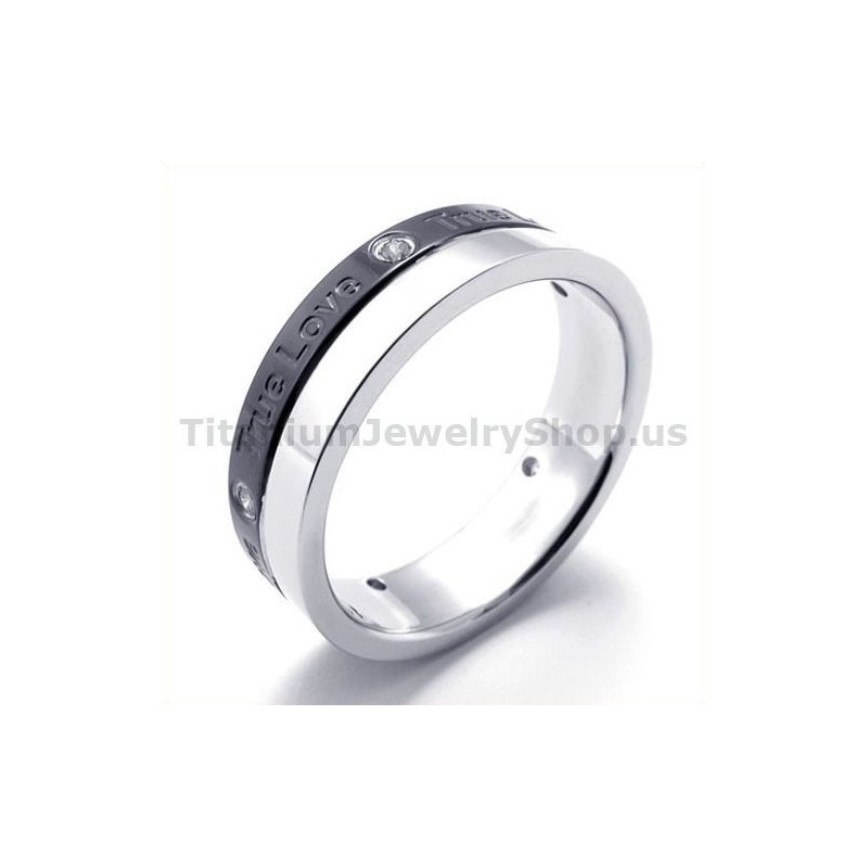 True Love Ring Aus Schwarzem Titan Mit Diamant True Love Ring Aus Schwarzem Titan Mit Diamant
