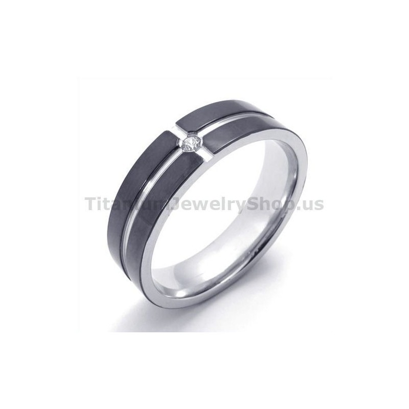 Schwarzer Titanring Mit Diamant Schwarzer Titanring Mit Diamant